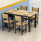 Rectangular Dining Table Wood Tabletop with Steel Trestle Base