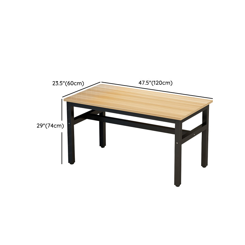 Rectangular Dining Table Wood Tabletop with Steel Trestle Base