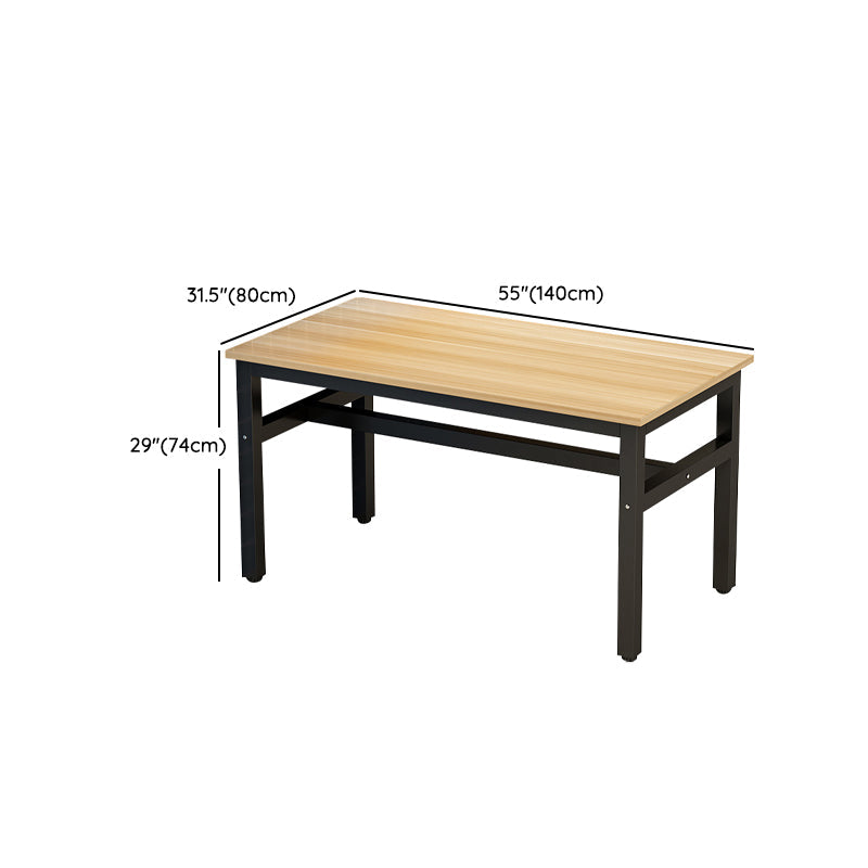 Rectangular Dining Table Wood Tabletop with Steel Trestle Base