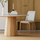 Modern Stone Top Dining Table Round Tabletop with Solid Wood Pedestal Base
