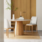 Modern Stone Top Dining Table Round Tabletop with Solid Wood Pedestal Base