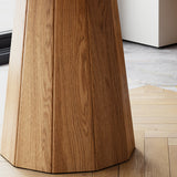 Modern Stone Top Dining Table Round Tabletop with Solid Wood Pedestal Base