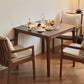 Modern Stone Top Dining Table Square Tabletop with Solid Wood Legs