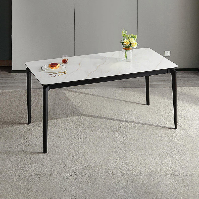 Modern Rectangular Stone Dining Table with 4 Foot for Dining Hall Without Chairs Clearhalo 'Dining Tables & Seating' 'Dining Tables' 'dining_table' 'furn' 'furn_dining_table' 'Furniture' 'Kitchen & Dining Furniture' 7672584