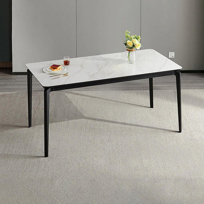 Modern Rectangular Stone Dining Table with 4 Foot for Dining Hall Without Chairs Clearhalo 'Dining Tables & Seating' 'Dining Tables' 'dining_table' 'furn' 'furn_dining_table' 'Furniture' 'Kitchen & Dining Furniture' 7672584