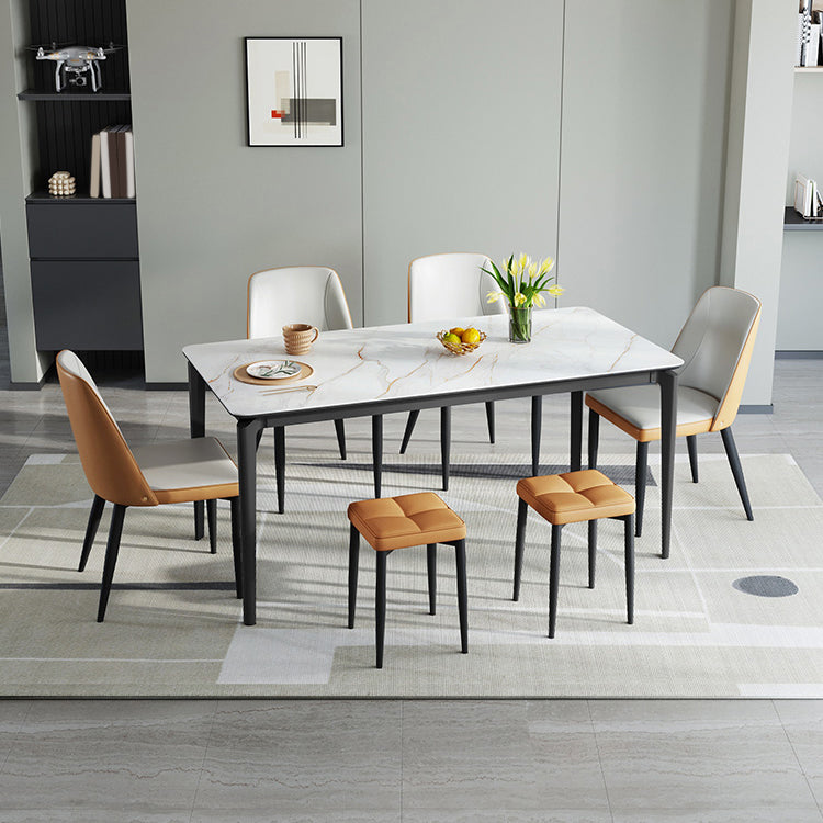 Modern Rectangular Stone Dining Table with 4 Foot for Dining Hall Clearhalo 'Dining Tables & Seating' 'Dining Tables' 'dining_table' 'furn' 'furn_dining_table' 'Furniture' 'Kitchen & Dining Furniture' 7672585