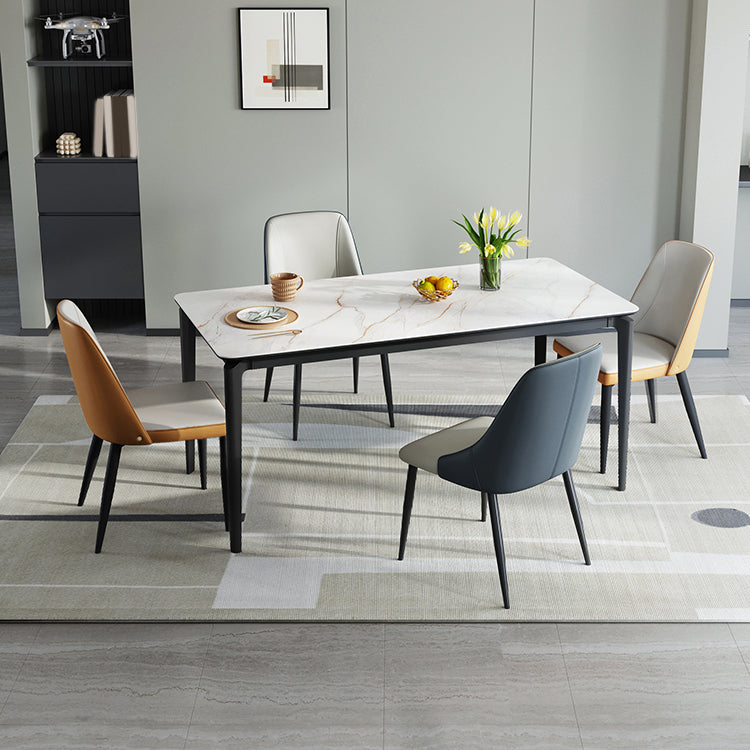 Modern Rectangular Stone Dining Table with 4 Foot for Dining Hall Clearhalo 'Dining Tables & Seating' 'Dining Tables' 'dining_table' 'furn' 'furn_dining_table' 'Furniture' 'Kitchen & Dining Furniture' 7672586