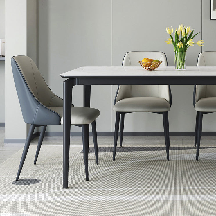 Modern Rectangular Stone Dining Table with 4 Foot for Dining Hall Clearhalo 'Dining Tables & Seating' 'Dining Tables' 'dining_table' 'furn' 'furn_dining_table' 'Furniture' 'Kitchen & Dining Furniture' 7672590
