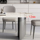 White Stone Top Dining Table Rectangular Tabletop with Metal Double Pedestal Base Clearhalo 'Dining Tables & Seating' 'Dining Tables' 'dining_table' 'furn' 'furn_dining_table' 'Furniture' 'Kitchen & Dining Furniture' 7672603