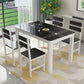 Modern Rectangular Dining Table Glass Tabletop for Living Room