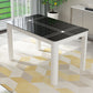 Modern Rectangular Dining Table Glass Tabletop for Living Room