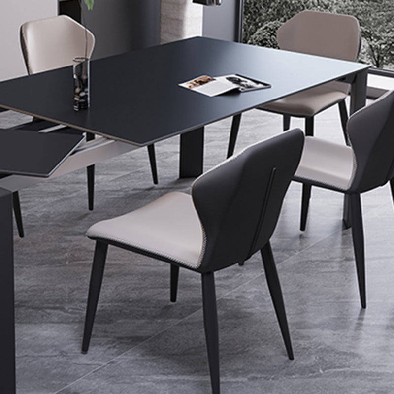 Rectangular Shape Dining Table 5/7/9 Pcs Modern Stone Rectangle Shape Dinette Table with Armless Chair ...
