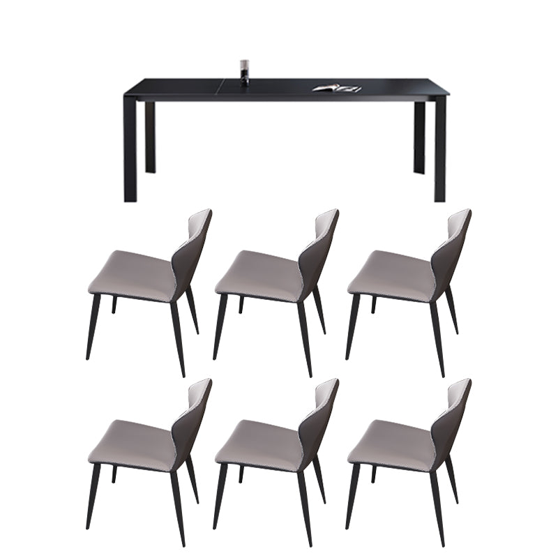 5/7/9 Pcs Modern Stone Rectangle Shape Dinette Table with Armless Chair