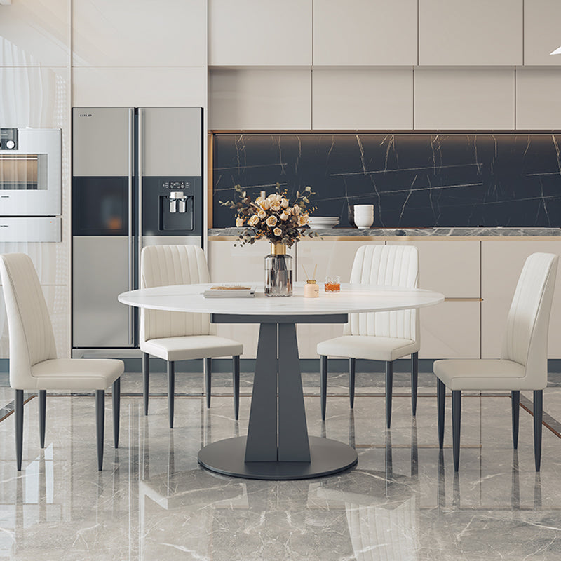 1/5/7 pezzi moderni tavolo da dinette a forma rotonda in pietra con sedia senza braccio