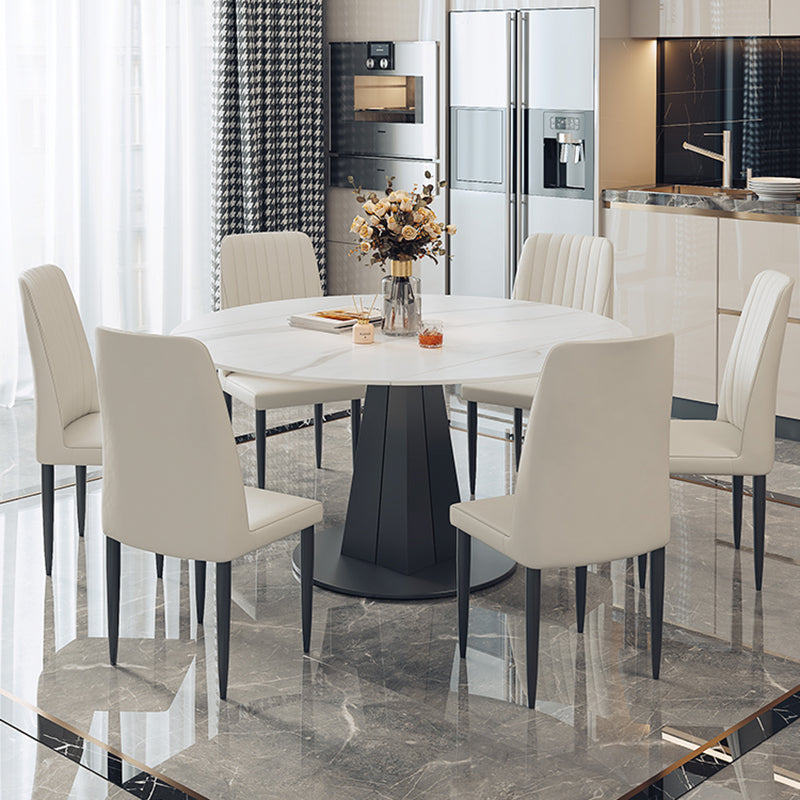 1/5/7 pezzi moderni tavolo da dinette a forma rotonda in pietra con sedia senza braccio