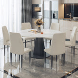 1/5/7 pezzi moderni tavolo da dinette a forma rotonda in pietra con sedia senza braccio