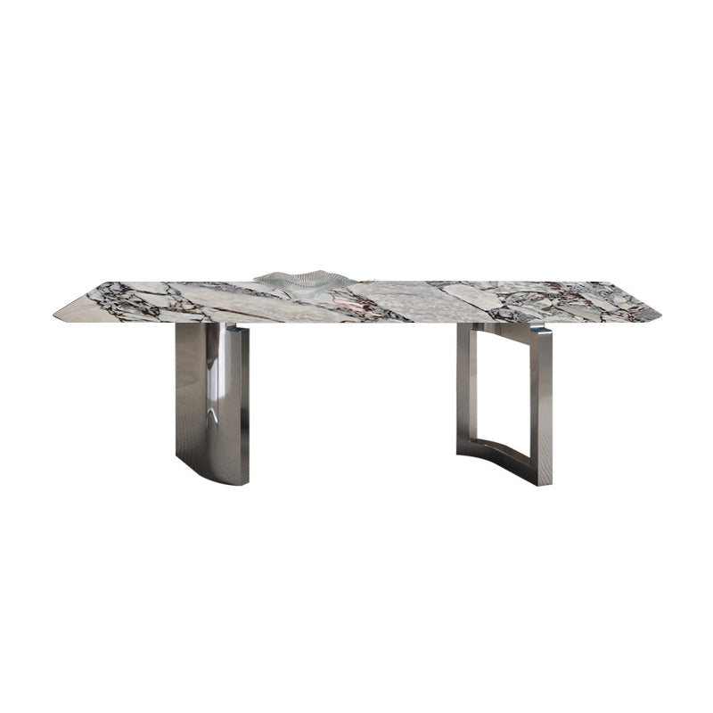 1/4/7ピース長方形の石トップステンレス鋼ベースダイニングセット