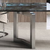 1/4/7ピース長方形の石トップステンレス鋼ベースダイニングセット