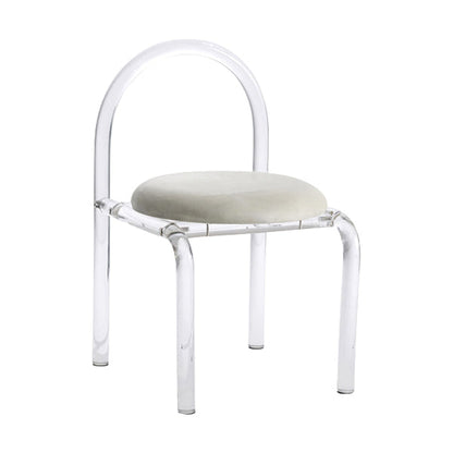 Zeitgenössischer Stil offener gepolsterter Acryl -Basis -Ess -Seitenstuhl offen