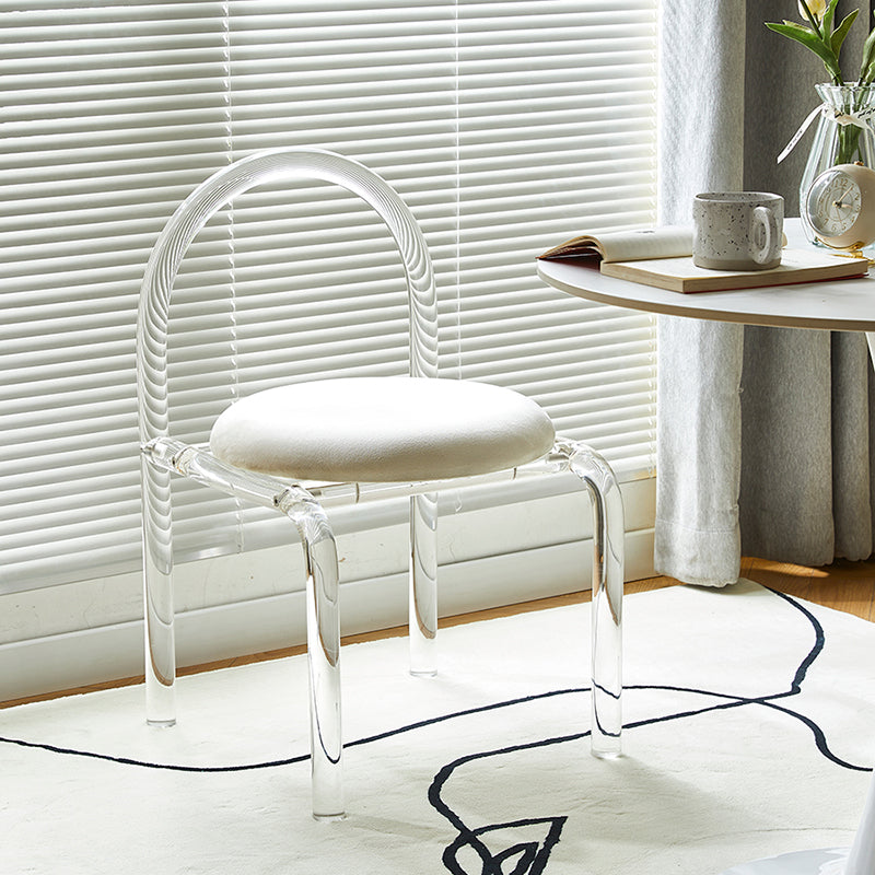 Zeitgenössischer Stil offener gepolsterter Acryl -Basis -Ess -Seitenstuhl offen