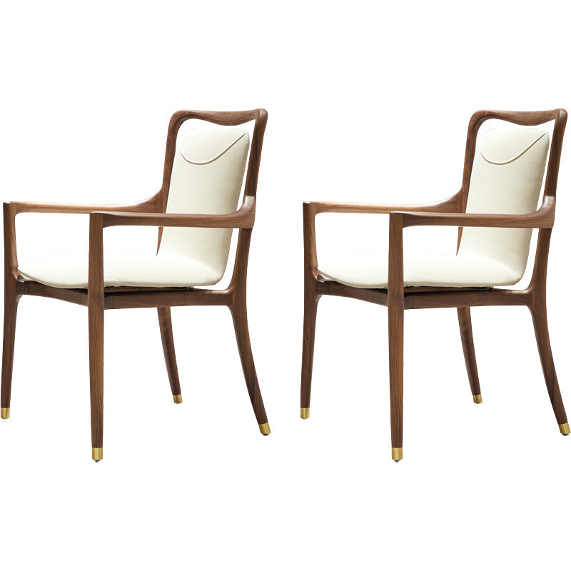 Dining Room Contemporary Walnut Wood Upholstered Solid Back Dining Chair With Arms 2 Piece Set Clearhalo 'Dining Chairs' 'Dining Tables & Seating' 'dining_chair' 'furn' 'furn_dining_chair' 'Furniture' 'Kitchen & Dining Furniture' 7672881