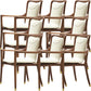 Dining Room Contemporary Walnut Wood Upholstered Solid Back Dining Chair With Arms 8 Piece Set Clearhalo 'Dining Chairs' 'Dining Tables & Seating' 'dining_chair' 'furn' 'furn_dining_chair' 'Furniture' 'Kitchen & Dining Furniture' 7672888