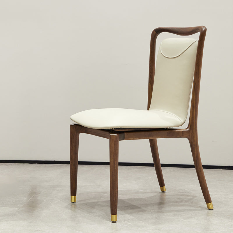 Dining Room Contemporary Walnut Wood Upholstered Solid Back Dining Chair Armless 1 Piece Clearhalo 'Dining Chairs' 'Dining Tables & Seating' 'dining_chair' 'furn' 'furn_dining_chair' 'Furniture' 'Kitchen & Dining Furniture' 7672889