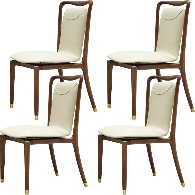 Dining Room Contemporary Walnut Wood Upholstered Solid Back Dining Chair Armless 4 Piece Set Clearhalo 'Dining Chairs' 'Dining Tables & Seating' 'dining_chair' 'furn' 'furn_dining_chair' 'Furniture' 'Kitchen & Dining Furniture' 7672893