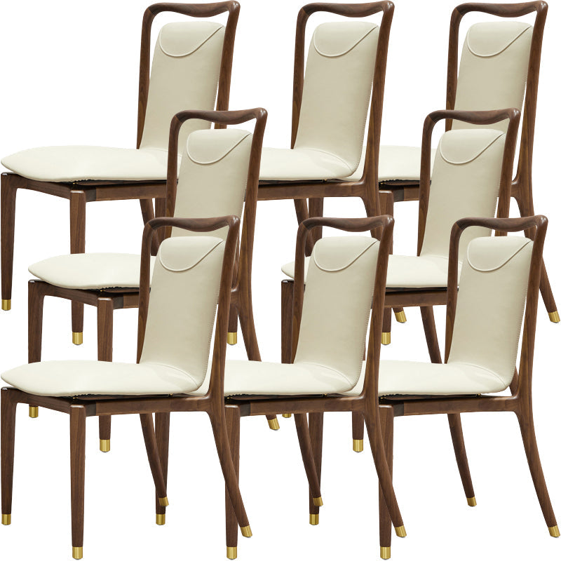 Dining Room Contemporary Walnut Wood Upholstered Solid Back Dining Chair Armless 8 Piece Set Clearhalo 'Dining Chairs' 'Dining Tables & Seating' 'dining_chair' 'furn' 'furn_dining_chair' 'Furniture' 'Kitchen & Dining Furniture' 7672897