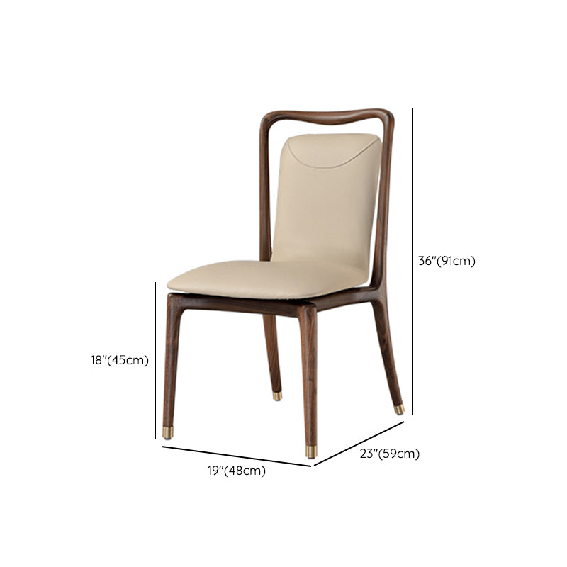 Dining Room Contemporary Walnut Wood Upholstered Solid Back Dining Chair Clearhalo 'Dining Chairs' 'Dining Tables & Seating' 'dining_chair' 'furn' 'furn_dining_chair' 'Furniture' 'Kitchen & Dining Furniture' 7672900