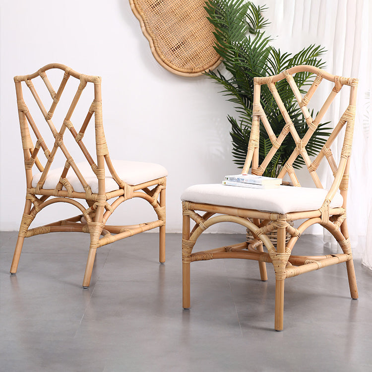 Moderne overdekte rieten kruisback -bekledde eetkamerstoel