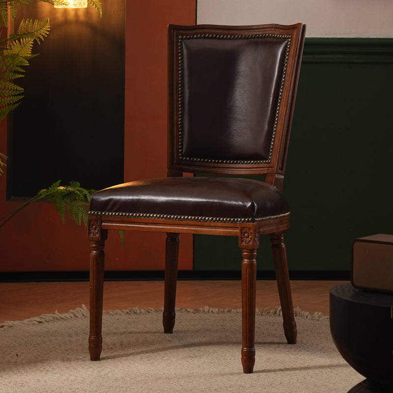 Rustic Style Open Back Brown Solid Wood Home Dining Side Chair Armless 1 Piece Clearhalo 'Dining Chairs' 'Dining Tables & Seating' 'dining_chair' 'furn' 'furn_dining_chair' 'Furniture' 'Kitchen & Dining Furniture' 7672974