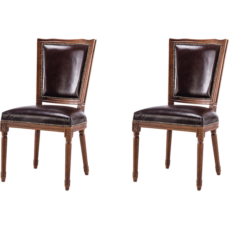 Rustic Style Open Back Brown Solid Wood Home Dining Side Chair Armless 2 Piece Set Clearhalo 'Dining Chairs' 'Dining Tables & Seating' 'dining_chair' 'furn' 'furn_dining_chair' 'Furniture' 'Kitchen & Dining Furniture' 7672976
