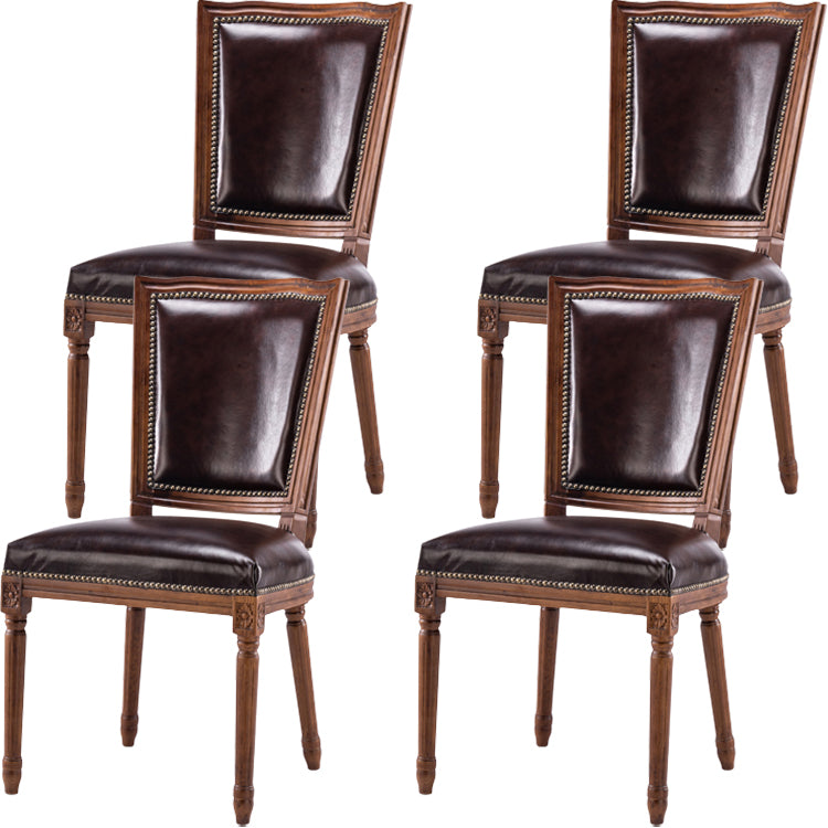 Rustic Style Open Back Brown Solid Wood Home Dining Side Chair Armless 4 Piece Set Clearhalo 'Dining Chairs' 'Dining Tables & Seating' 'dining_chair' 'furn' 'furn_dining_chair' 'Furniture' 'Kitchen & Dining Furniture' 7672977
