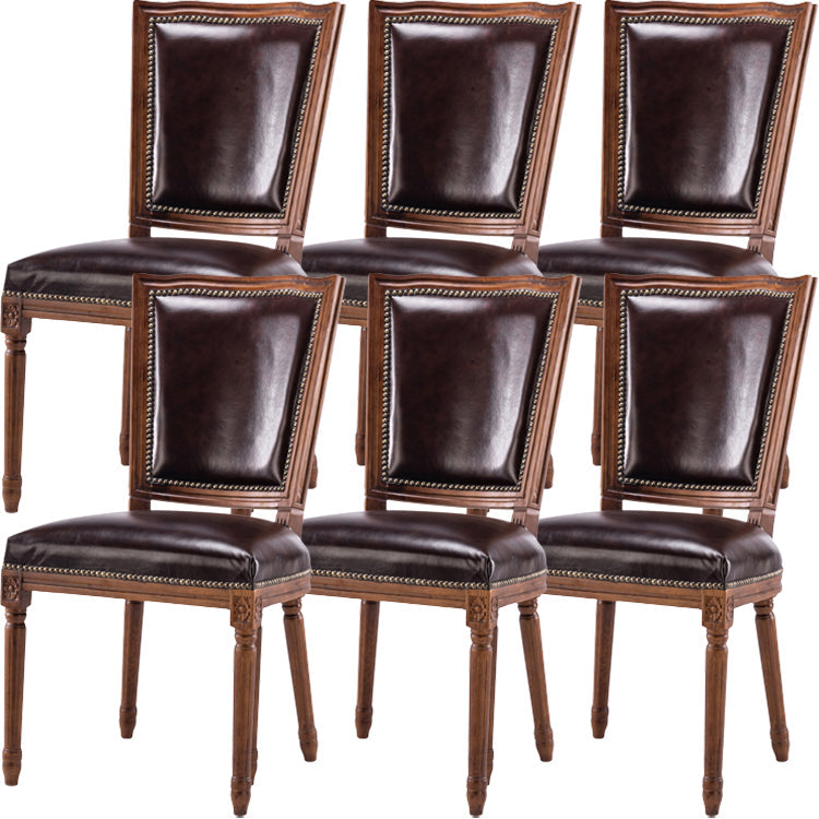 Rustic Style Open Back Brown Solid Wood Home Dining Side Chair Armless 6 Piece Set Clearhalo 'Dining Chairs' 'Dining Tables & Seating' 'dining_chair' 'furn' 'furn_dining_chair' 'Furniture' 'Kitchen & Dining Furniture' 7672980