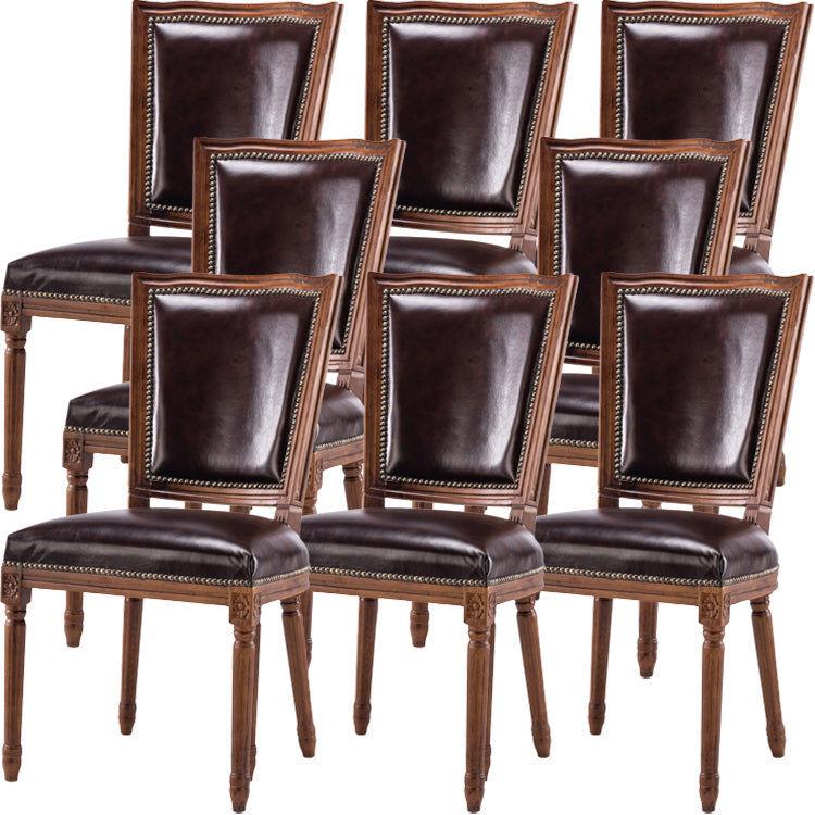 Rustic Style Open Back Brown Solid Wood Home Dining Side Chair Armless 8 Piece Set Clearhalo 'Dining Chairs' 'Dining Tables & Seating' 'dining_chair' 'furn' 'furn_dining_chair' 'Furniture' 'Kitchen & Dining Furniture' 7672982