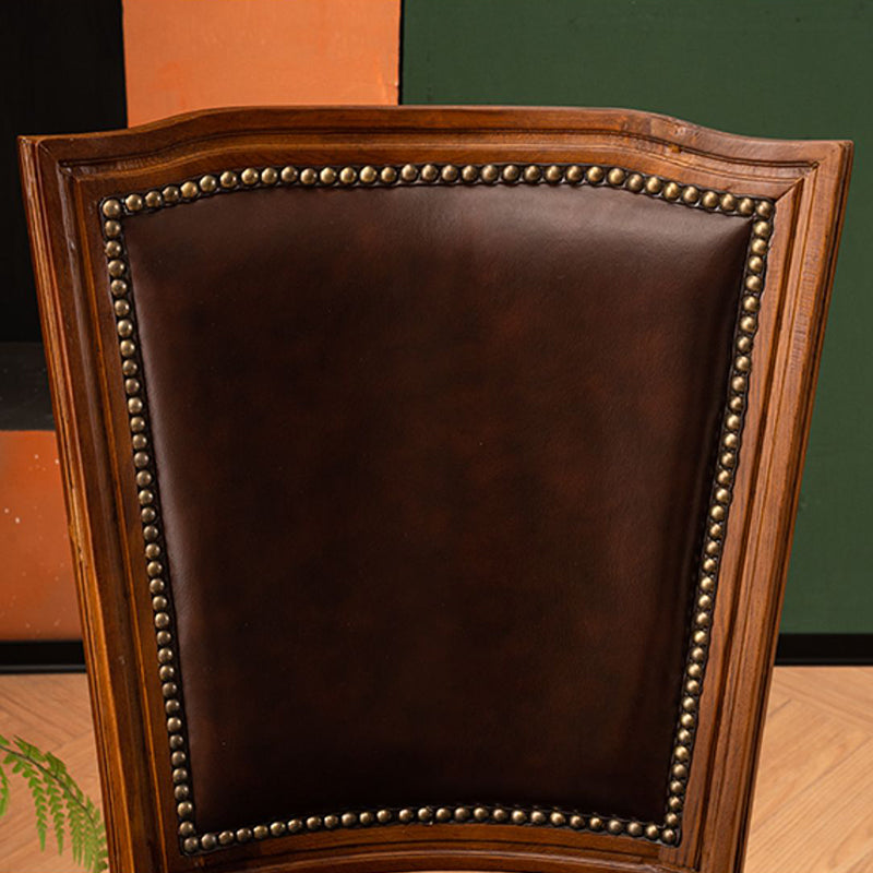 Rustic Style Open Back Brown Solid Wood Home Dining Side Chair Clearhalo 'Dining Chairs' 'Dining Tables & Seating' 'dining_chair' 'furn' 'furn_dining_chair' 'Furniture' 'Kitchen & Dining Furniture' 7672984