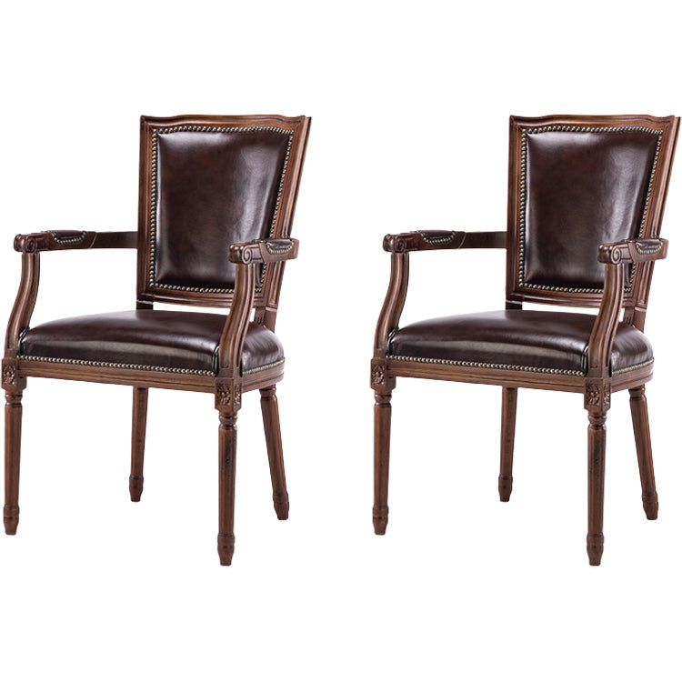 Rustic Style Open Back Brown Solid Wood Home Dining Side Chair With Arms 2 Piece Set Clearhalo 'Dining Chairs' 'Dining Tables & Seating' 'dining_chair' 'furn' 'furn_dining_chair' 'Furniture' 'Kitchen & Dining Furniture' 7672985