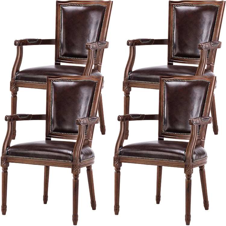 Rustic Style Open Back Brown Solid Wood Home Dining Side Chair With Arms 4 Piece Set Clearhalo 'Dining Chairs' 'Dining Tables & Seating' 'dining_chair' 'furn' 'furn_dining_chair' 'Furniture' 'Kitchen & Dining Furniture' 7672987