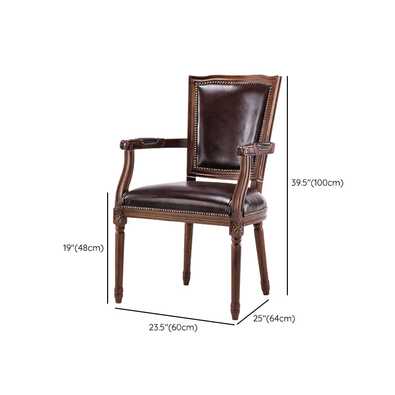 Rustic Style Open Back Brown Solid Wood Home Dining Side Chair Clearhalo 'Dining Chairs' 'Dining Tables & Seating' 'dining_chair' 'furn' 'furn_dining_chair' 'Furniture' 'Kitchen & Dining Furniture' 7672993
