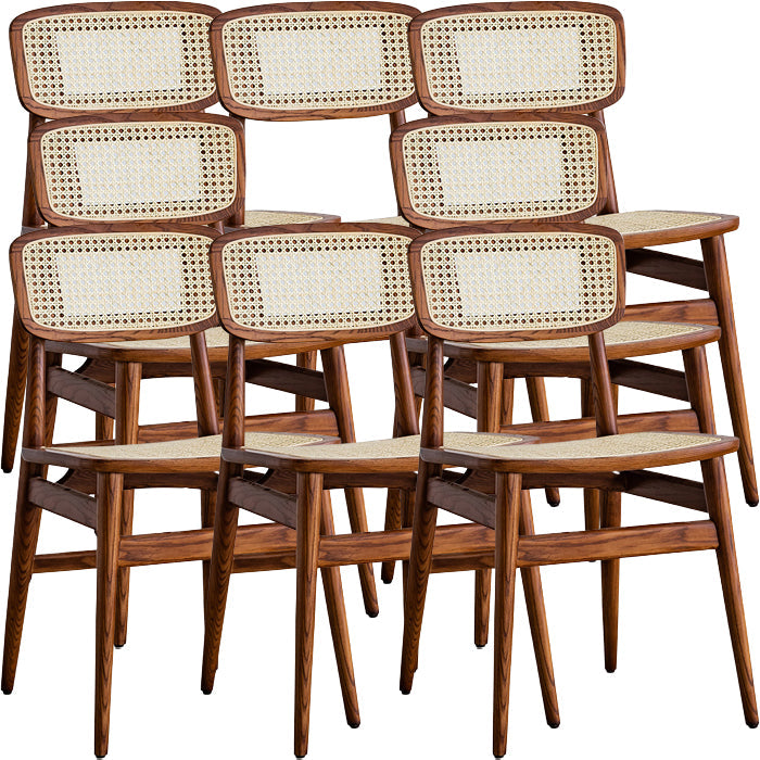 Zeitgenössischer Indoor Massivholz offener armloser Esstuhl