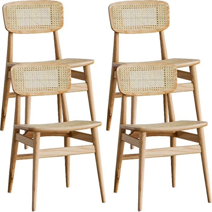 Zeitgenössischer Indoor Massivholz offener armloser Esstuhl