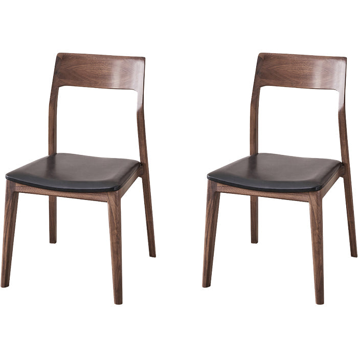 Eigentijdse binnenwalnoot massief hout open achterkant eetstoel