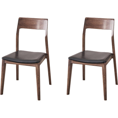 Eigentijdse binnenwalnoot massief hout open achterkant eetstoel