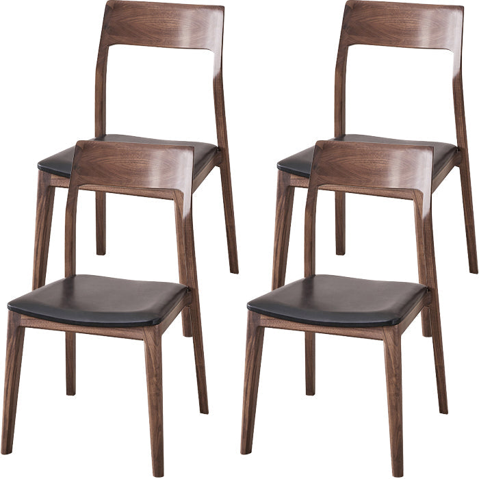 Eigentijdse binnenwalnoot massief hout open achterkant eetstoel