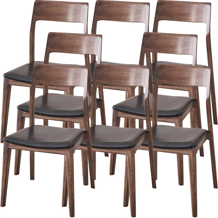 Eigentijdse binnenwalnoot massief hout open achterkant eetstoel