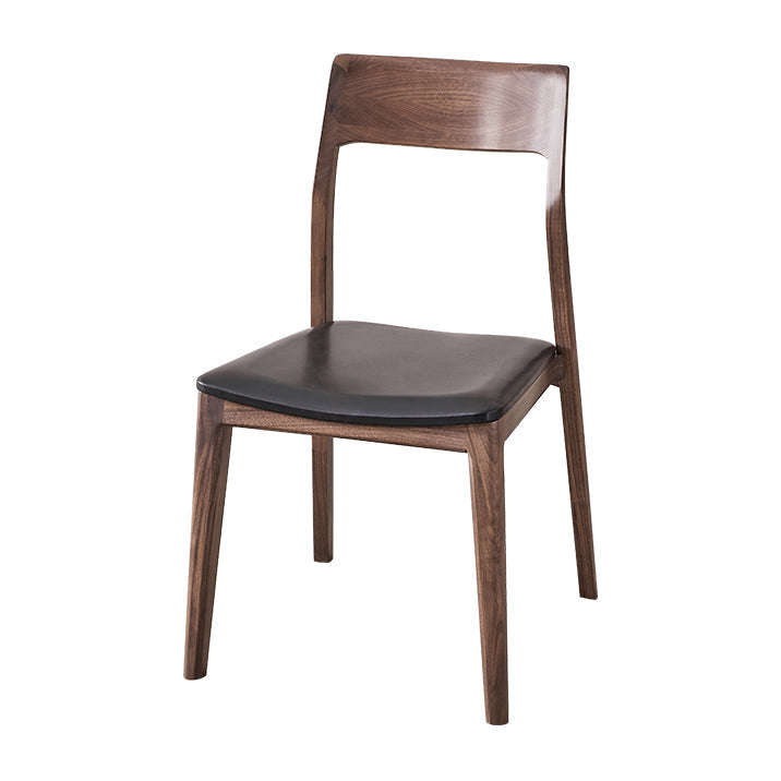 Eigentijdse binnenwalnoot massief hout open achterkant eetstoel