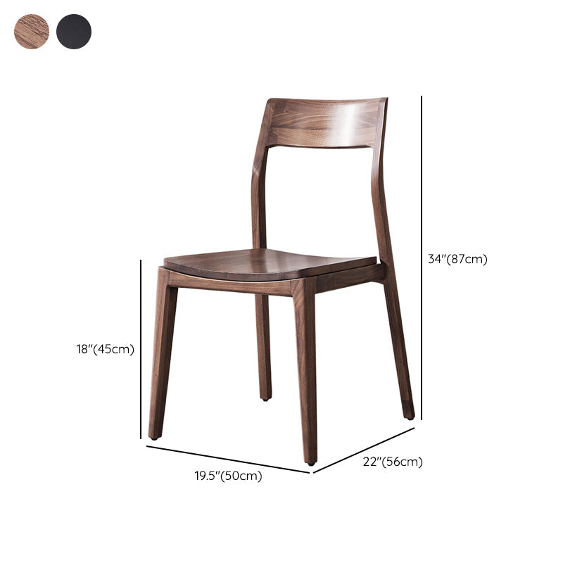 Eigentijdse binnenwalnoot massief hout open achterkant eetstoel