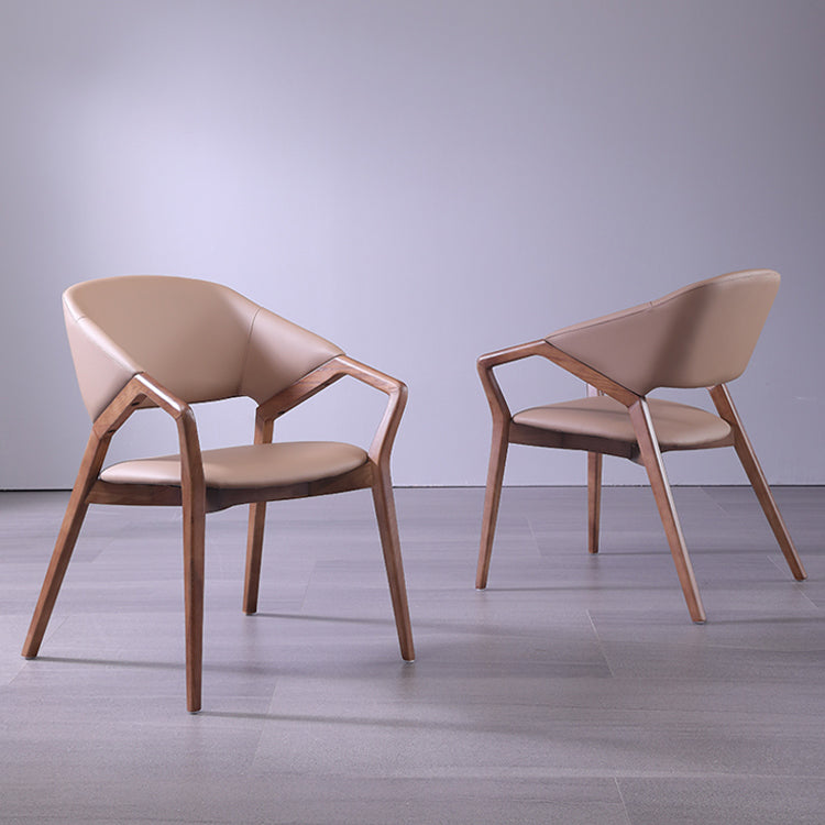 Moderne stijl leer open rug houten frame huis eetstoel stoel
