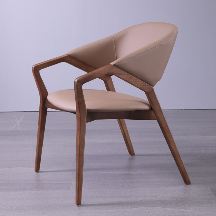 Moderne stijl leer open rug houten frame huis eetstoel stoel